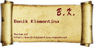 Benik Klementina névjegykártya